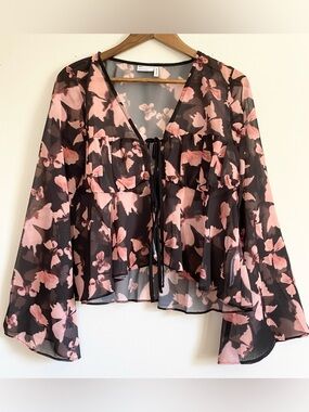 NWOT ASOS Sheer Butterfly Print Top size 10
